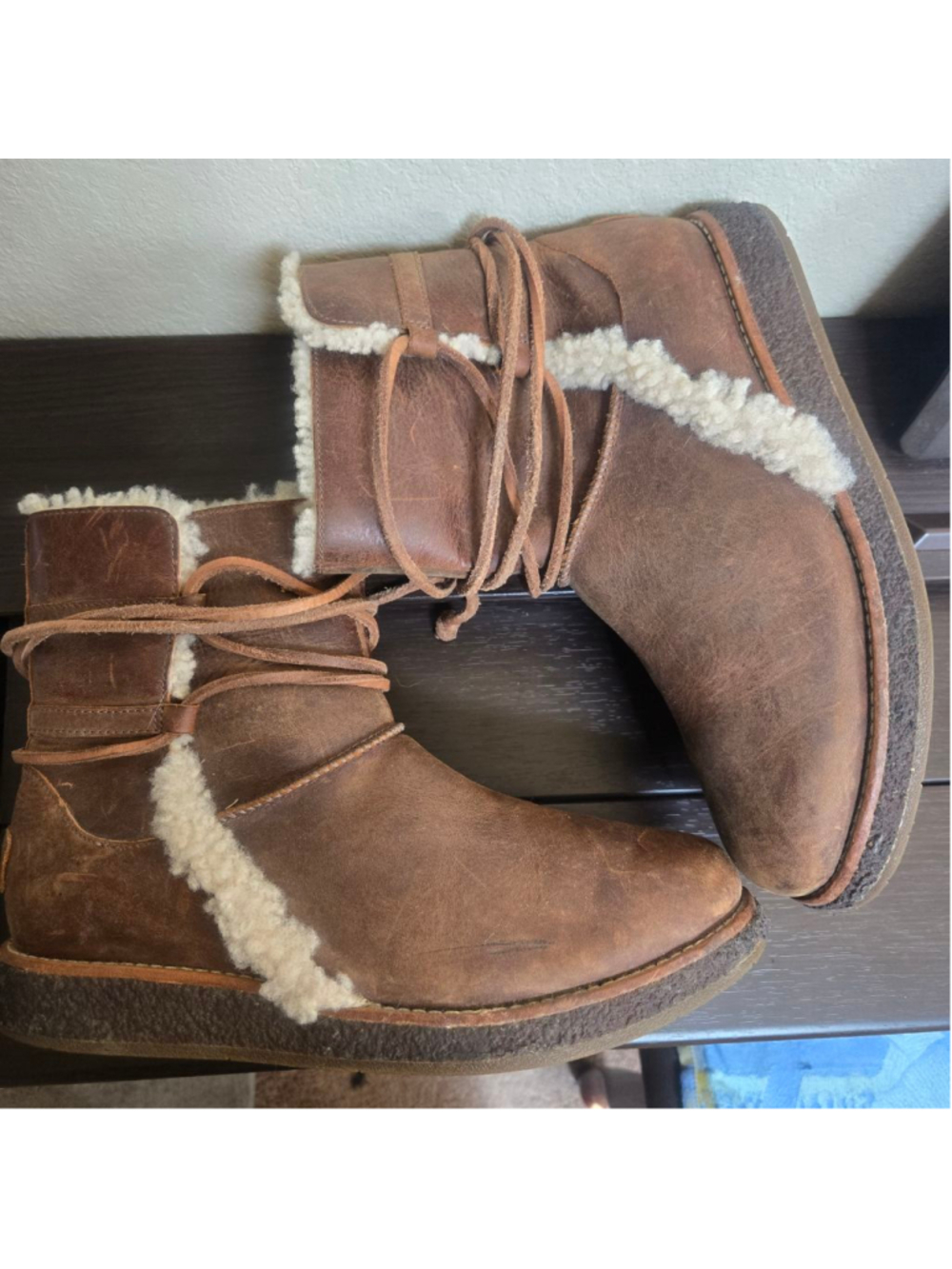 UGG Australia Luisa Water Resistant Leather Boots 1012545 sz 6.5 chocolate - Picture 6 of 8